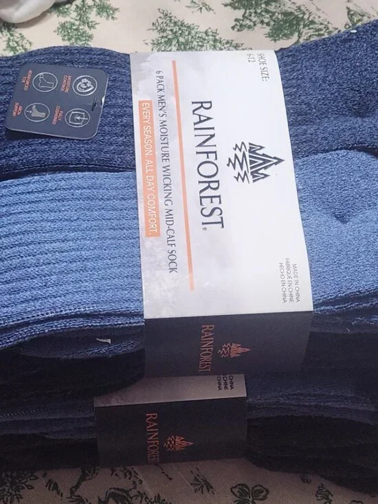 Rainforest Moisture Wicking Mid-Calf Socks Men's 12 Pair New - Picture 4 of 5